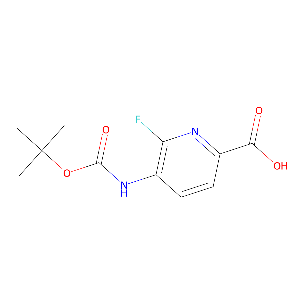 5-{[(Tert-butoxy)carbonyl]amino}-6-fluoropyridine-2-carboxylic acid molecular structure, CAS 2580200-99-1