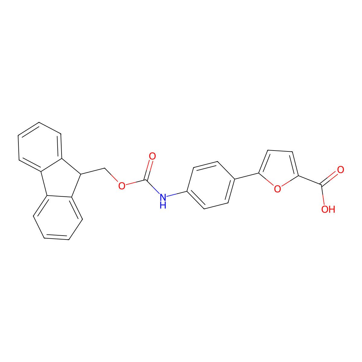 5-[4-({[(9H-fluoren-9-yl)methoxy]carbonyl}amino)phenyl]furan-2-carboxylicacid molecular structure, CAS 2580201-01-8