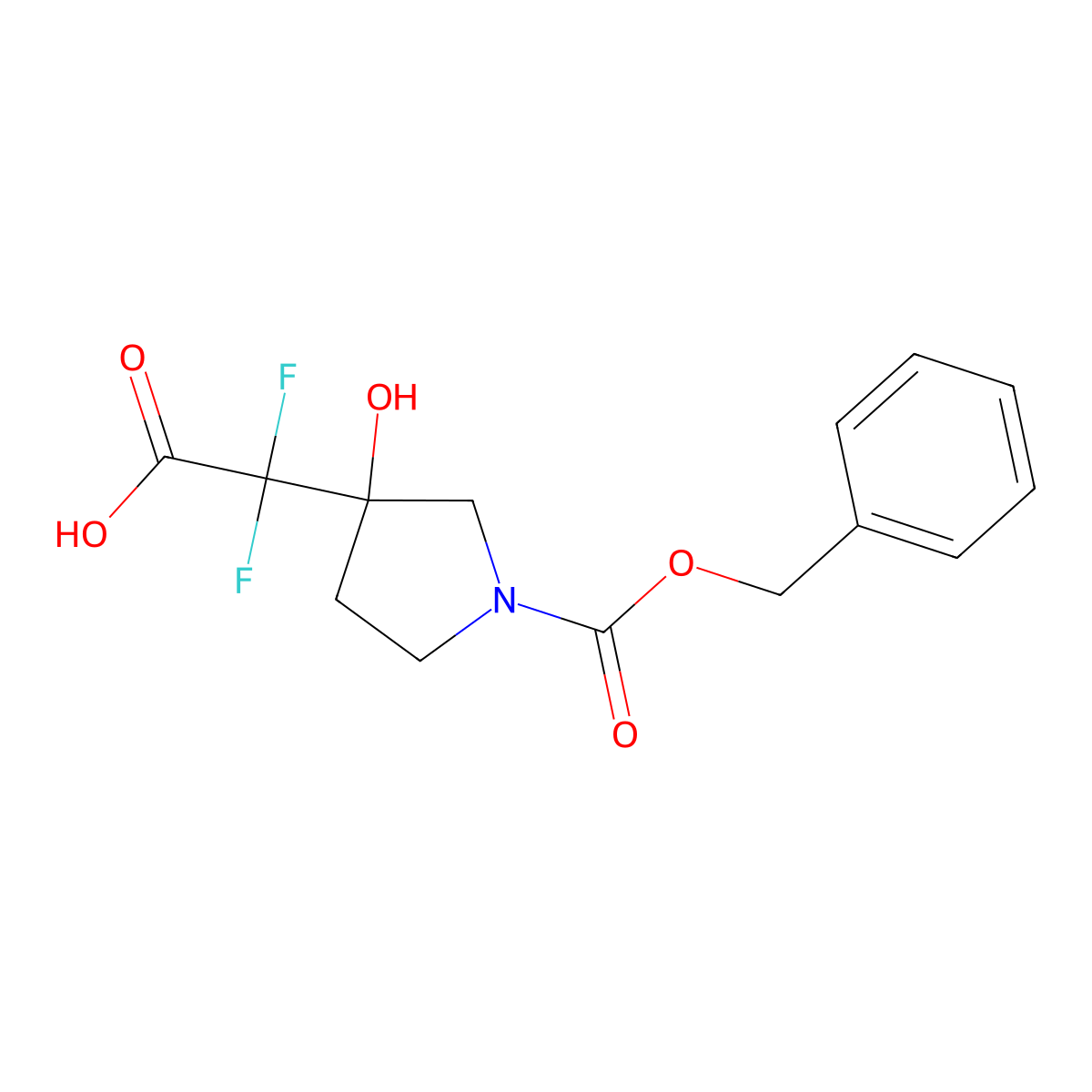 2-{1-[(Benzyloxy)carbonyl]-3-hydroxypyrrolidin-3-yl}-2,2-difluoroacetic acid molecular structure, CAS 2580201-12-1