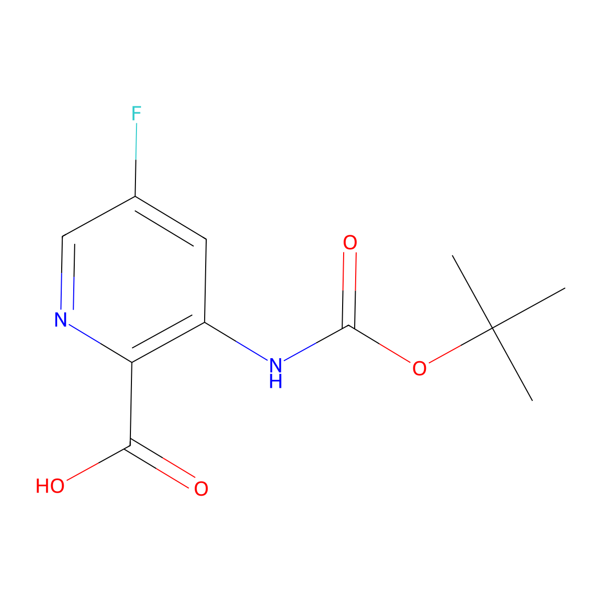 3-{[(Tert-butoxy)carbonyl]amino}-5-fluoropyridine-2-carboxylic acid molecular structure, CAS 2580201-13-2