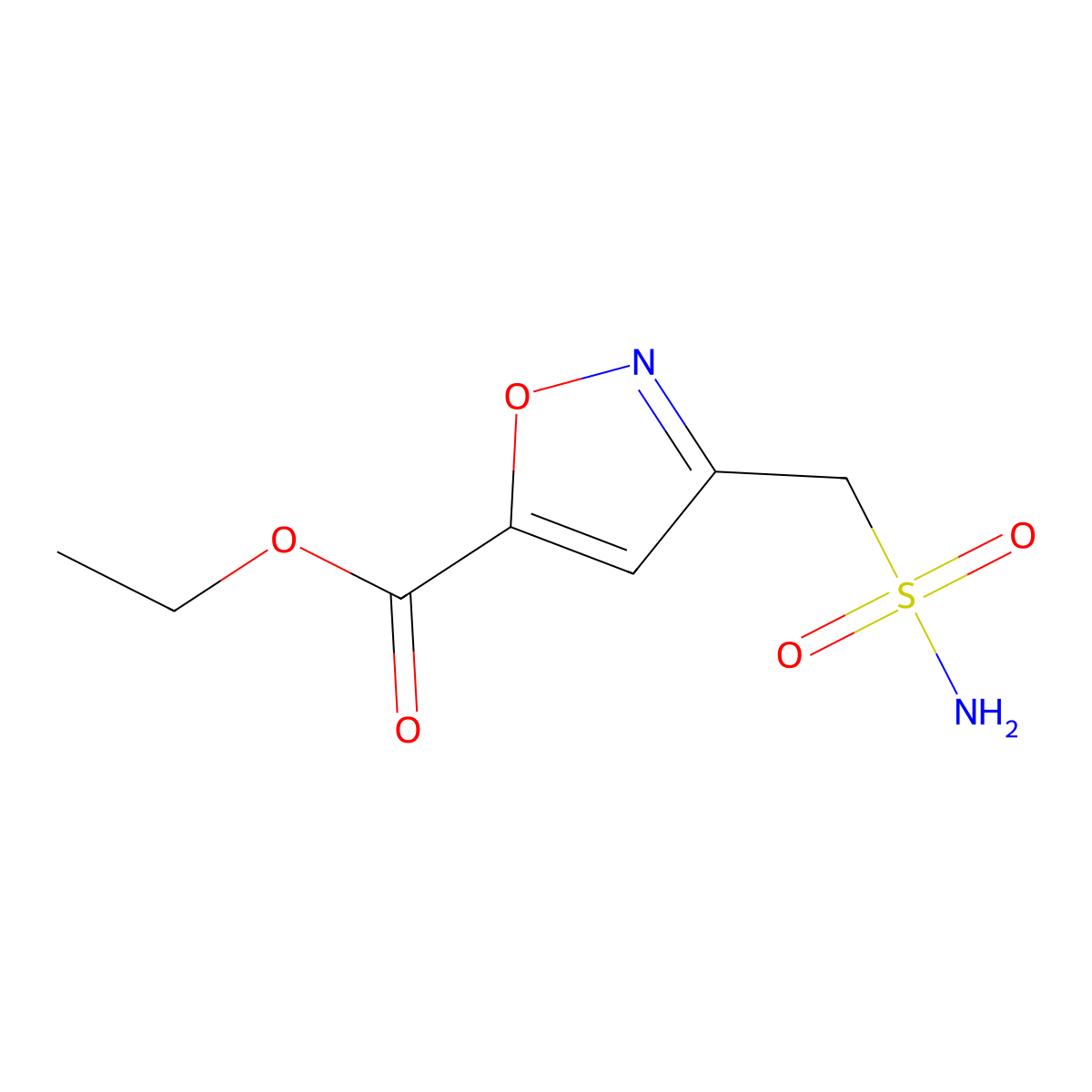Ethyl 3-(sulfamoylmethyl)-1,2-oxazole-5-carboxylate molecular structure, CAS 2580201-25-6