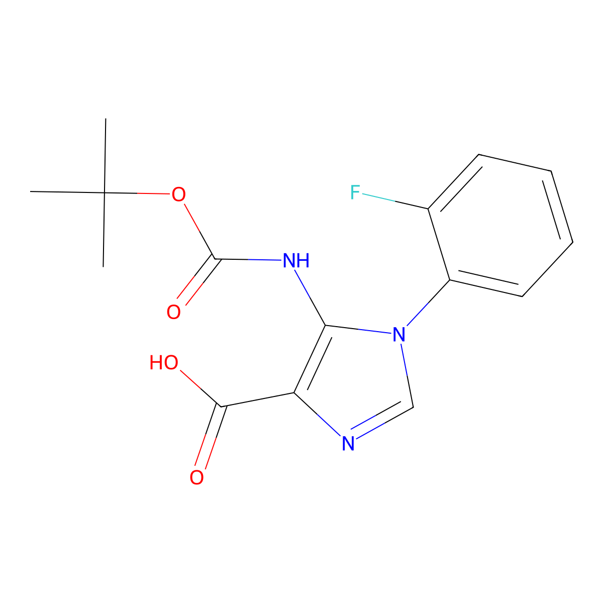 5-{[(tert-butoxy)carbonyl]amino}-1-(2-fluorophenyl)-1H-imidazole-4-carboxylic acid molecular structure, CAS 2580201-27-8