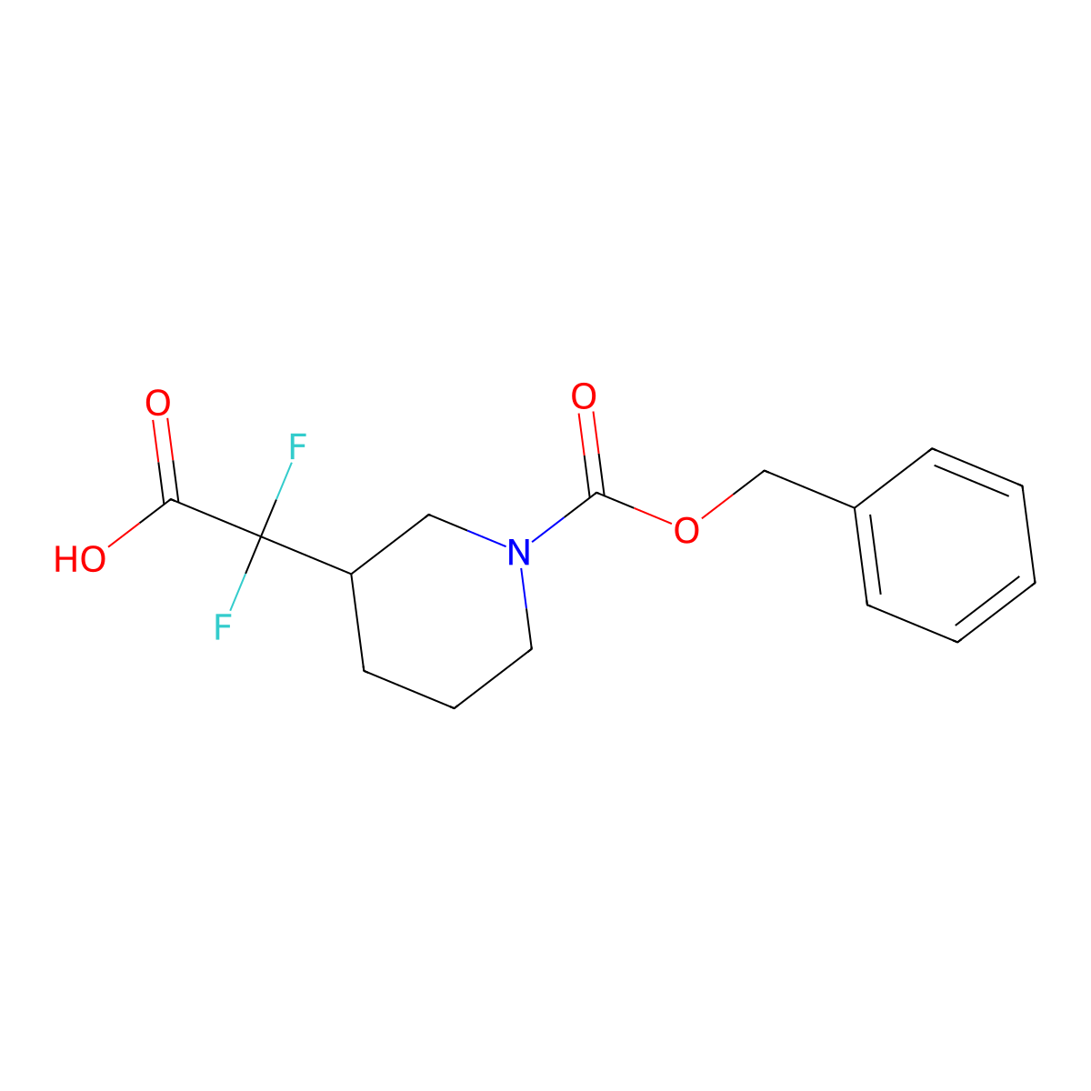 2-{1-[(Benzyloxy)carbonyl]piperidin-3-yl}-2,2-difluoroacetic acid molecular structure, CAS 2580201-28-9