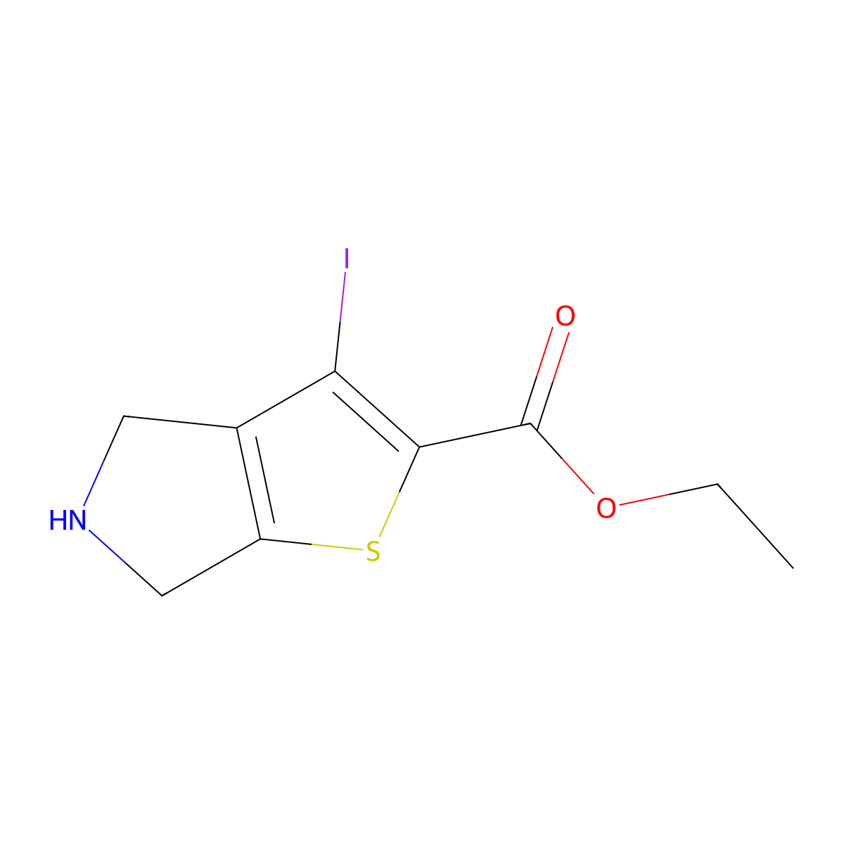 ethyl 3-iodo-4H,5H,6H-thieno[2,3-c]pyrrole-2-carboxylate molecular structure, CAS 2580201-29-0