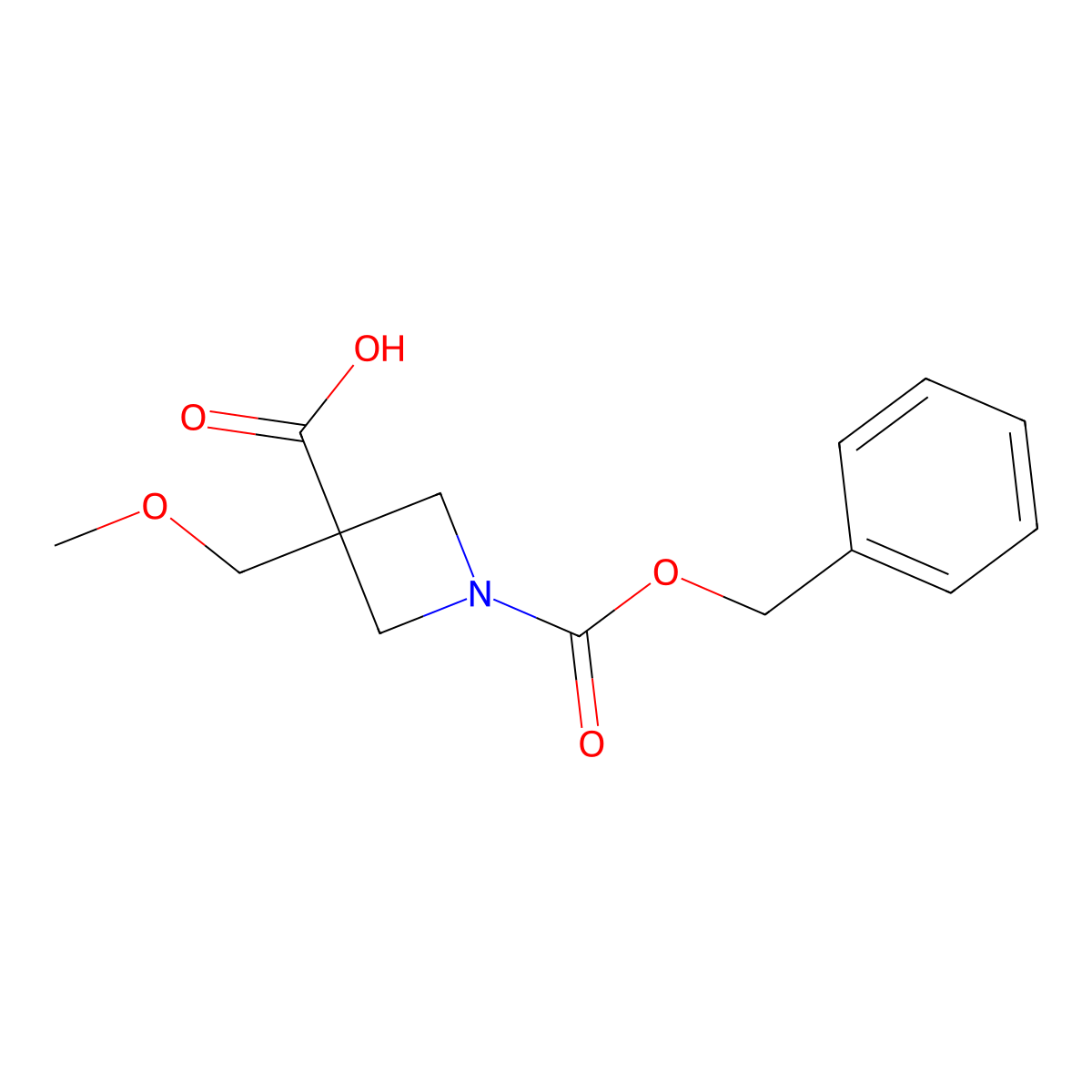 1-[(Benzyloxy)carbonyl]-3-(methoxymethyl)azetidine-3-carboxylic acid molecular structure, CAS 2580201-38-1
