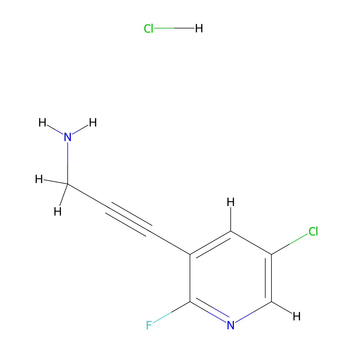 3-(5-Chloro-2-fluoropyridin-3-yl)prop-2-yn-1-amine hydrochloride molecular structure, CAS 2580201-53-0