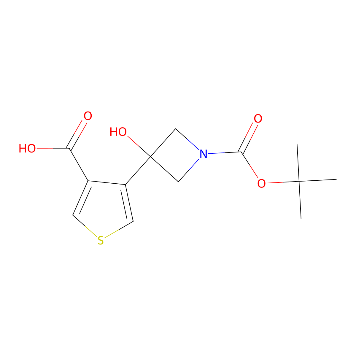 4-{1-[(Tert-butoxy)carbonyl]-3-hydroxyazetidin-3-yl}thiophene-3-carboxylic acid molecular structure, CAS 2580201-65-4