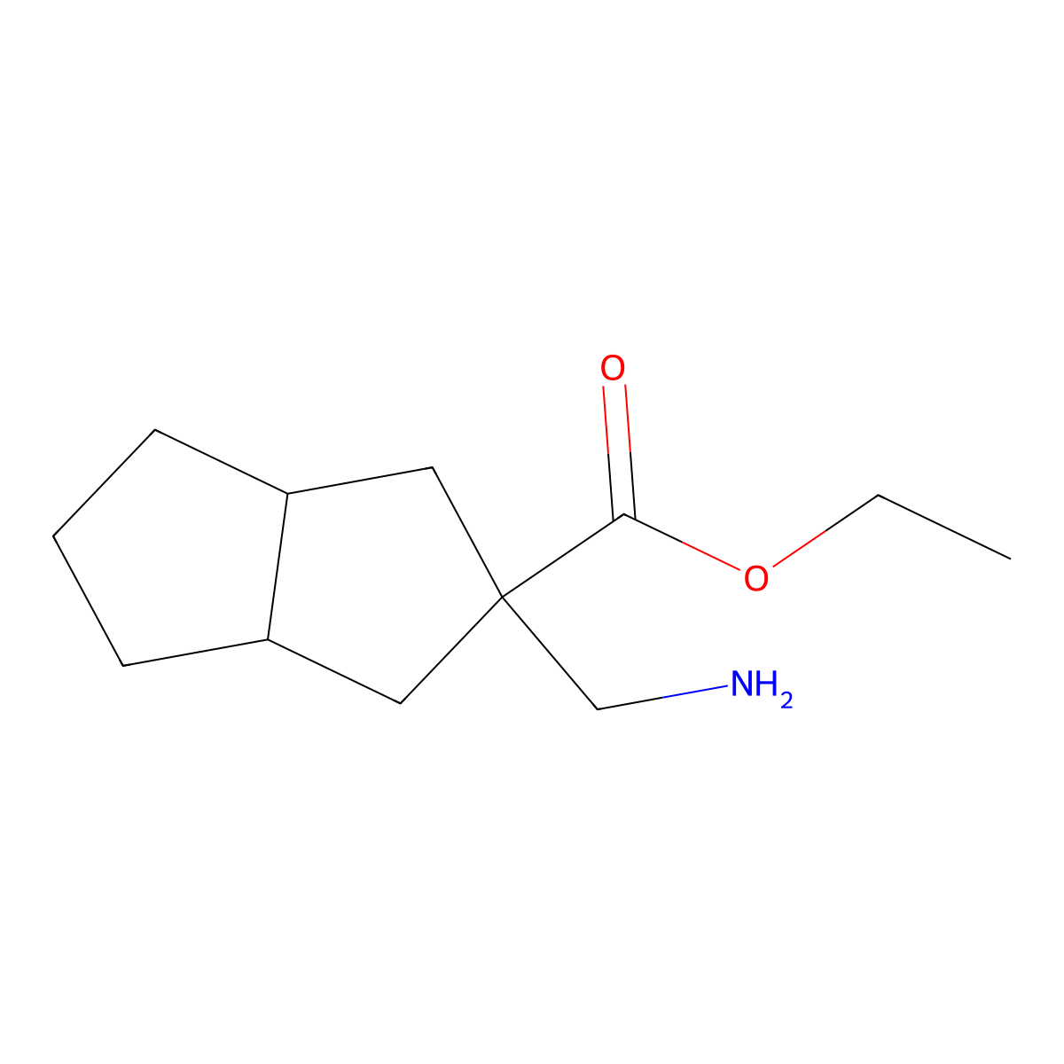 Ethyl 2-(aminomethyl)-octahydropentalene-2-carboxylate molecular structure, CAS 2580201-66-5