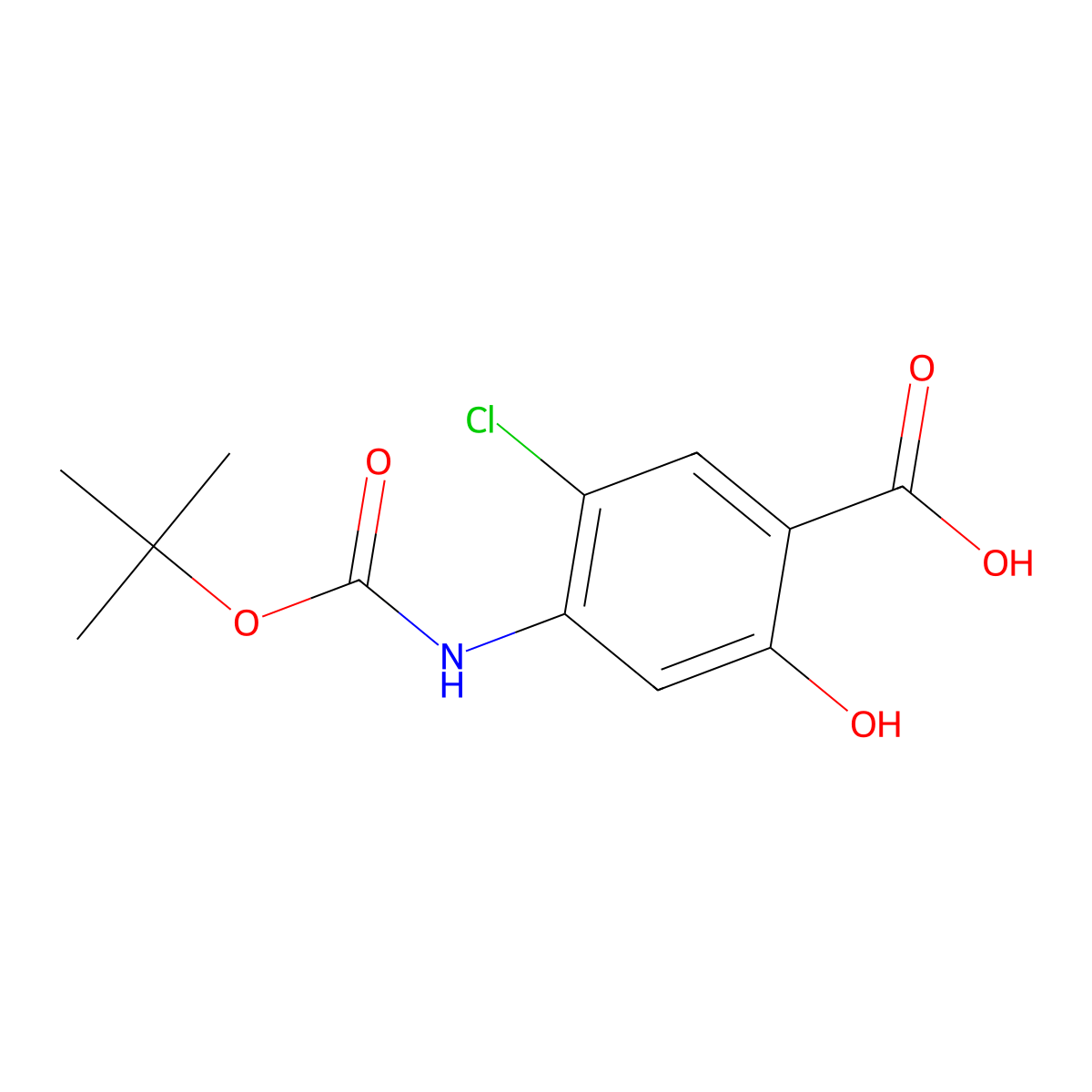 4-{[(Tert-butoxy)carbonyl]amino}-5-chloro-2-hydroxybenzoic acid molecular structure, CAS 2580201-70-1
