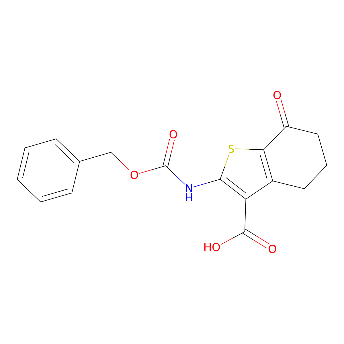 2-{[(Benzyloxy)carbonyl]amino}-7-oxo-4,5,6,7-tetrahydro-1-benzothiophene-3-carboxylic acid molecular structure, CAS 2580201-75-6