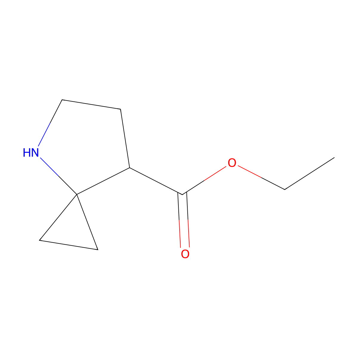 Ethyl 4-azaspiro[2.4]heptane-7-carboxylate molecular structure, CAS 2580201-76-7