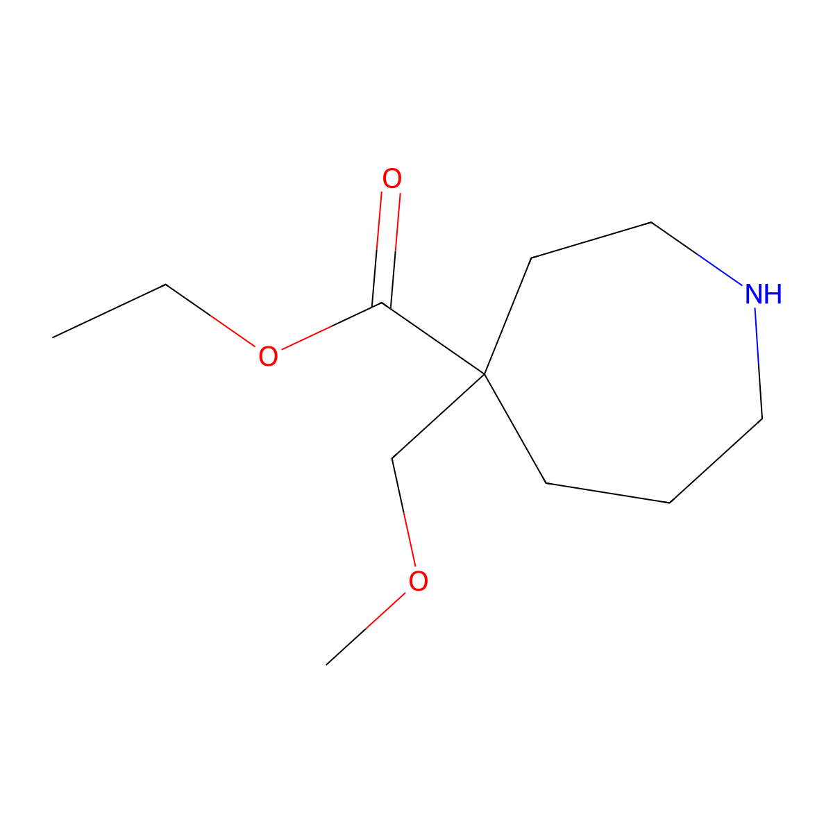 Ethyl 4-(methoxymethyl)azepane-4-carboxylate molecular structure, CAS 2580201-82-5