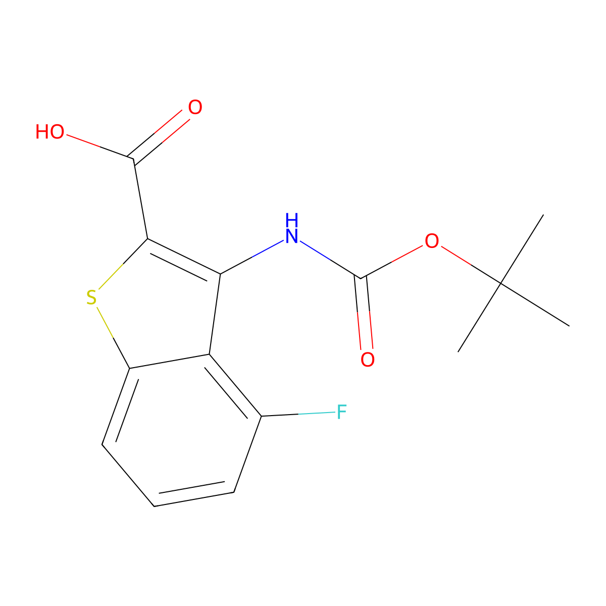 3-{[(Tert-butoxy)carbonyl]amino}-4-fluoro-1-benzothiophene-2-carboxylic acid molecular structure, CAS 2580201-83-6