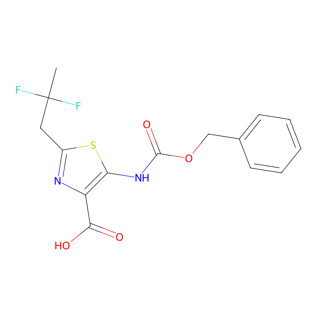 5-{[(Benzyloxy)carbonyl]amino}-2-(2,2-difluoropropyl)-1,3-thiazole-4-carboxylic acid molecular structure, CAS 2580201-93-8