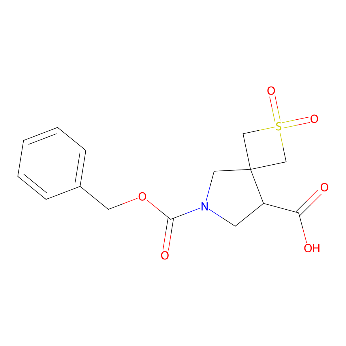 6-[(Benzyloxy)carbonyl]-2,2-dioxo-2lambda6-thia-6-azaspiro[3.4]octane-8-carboxylic acid molecular structure, CAS 2580201-94-9
