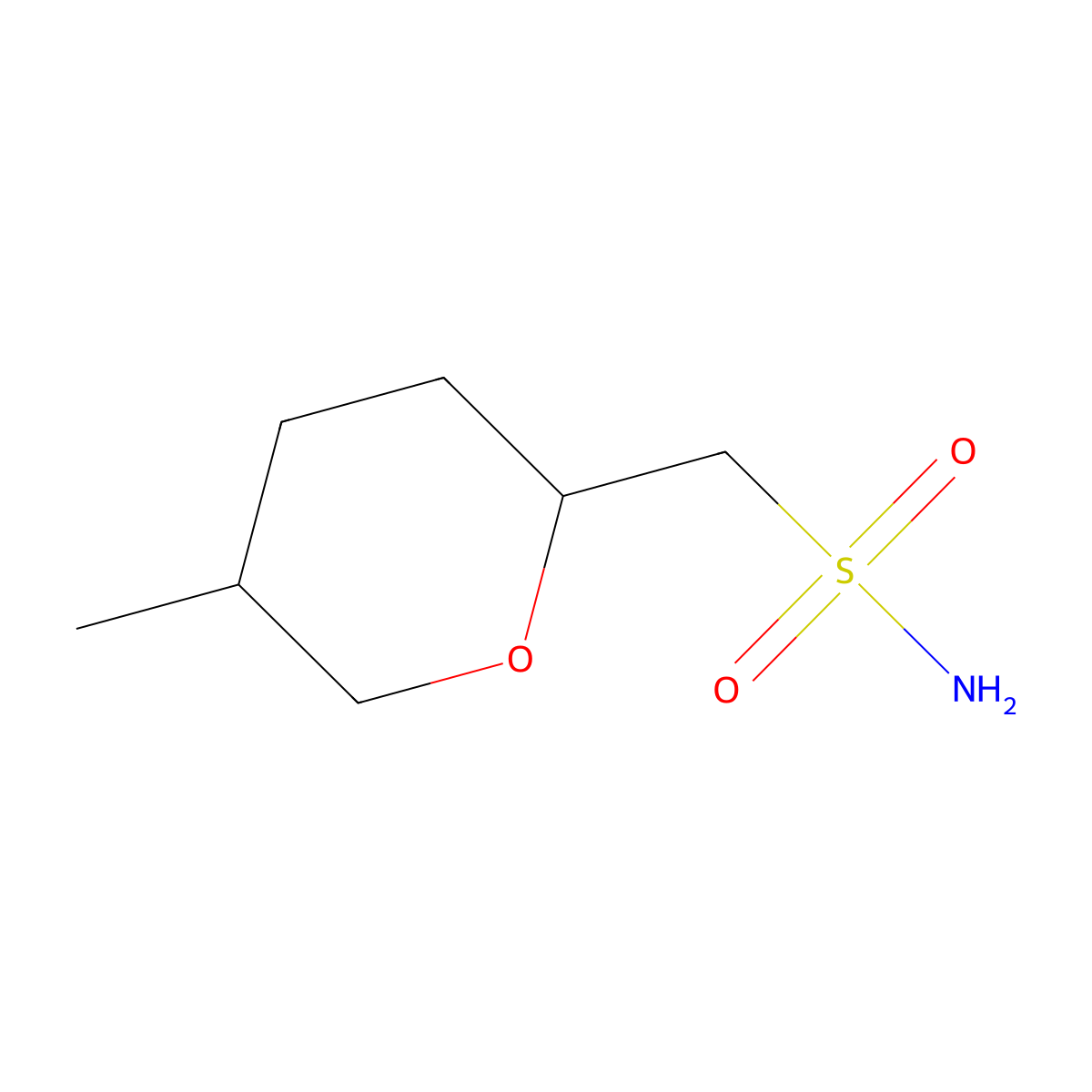 (5-Methyloxan-2-yl)methanesulfonamide molecular structure, CAS 2580201-95-0