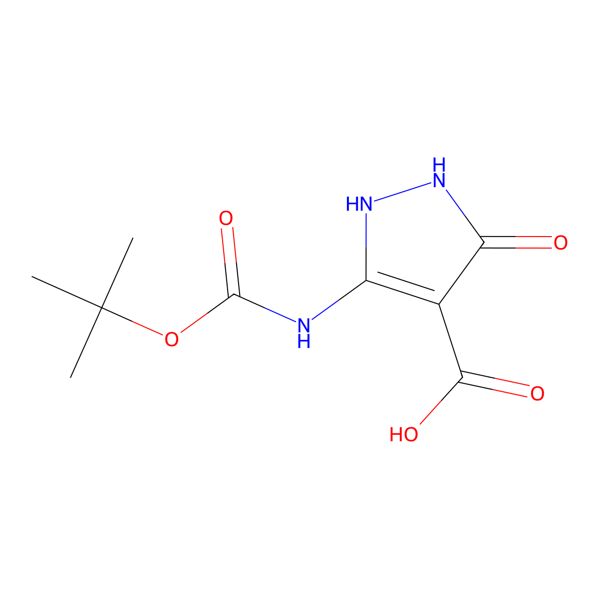 5-{[(tert-butoxy)carbonyl]amino}-3-oxo-2,3-dihydro-1H-pyrazole-4-carboxylic acid molecular structure, CAS 2580201-96-1