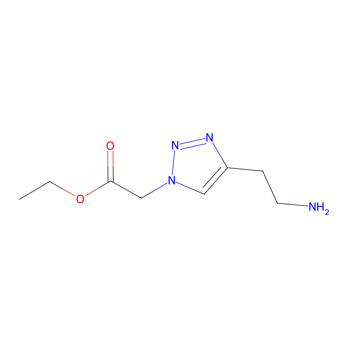 ethyl 2-[4-(2-aminoethyl)-1H-1,2,3-triazol-1-yl]acetate molecular structure, CAS 2580201-99-4