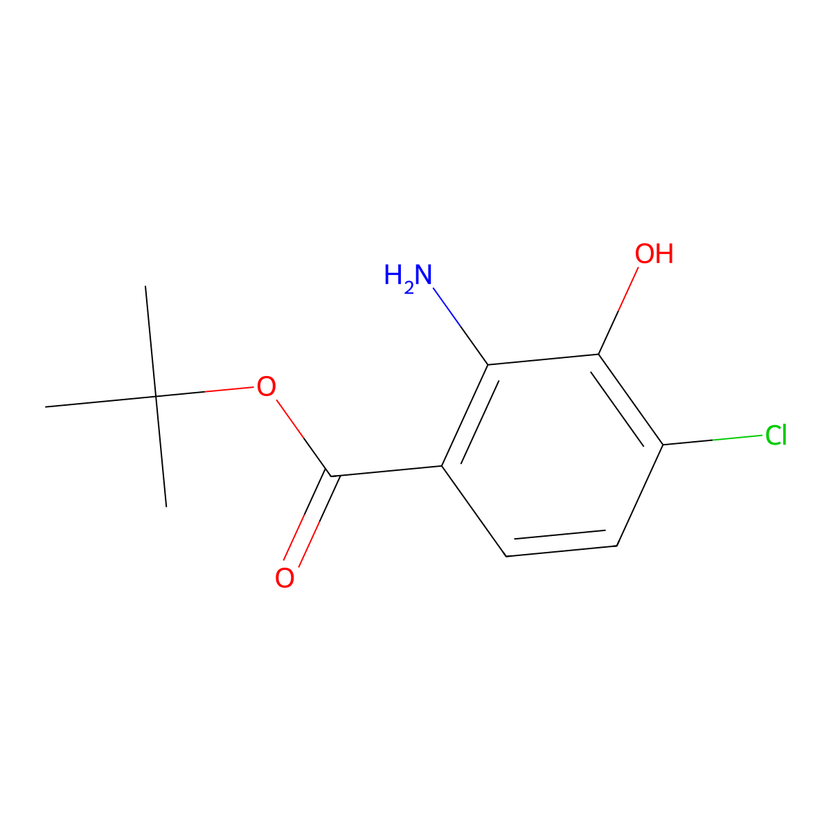Tert-butyl 2-amino-4-chloro-3-hydroxybenzoate molecular structure, CAS 2580202-06-6