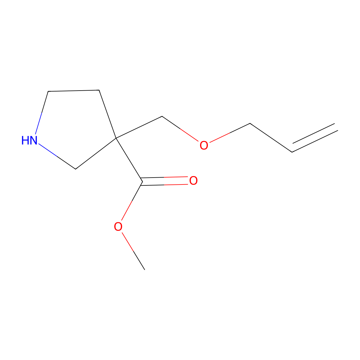 Methyl 3-[(prop-2-en-1-yloxy)methyl]pyrrolidine-3-carboxylate molecular structure, CAS 2580202-08-8
