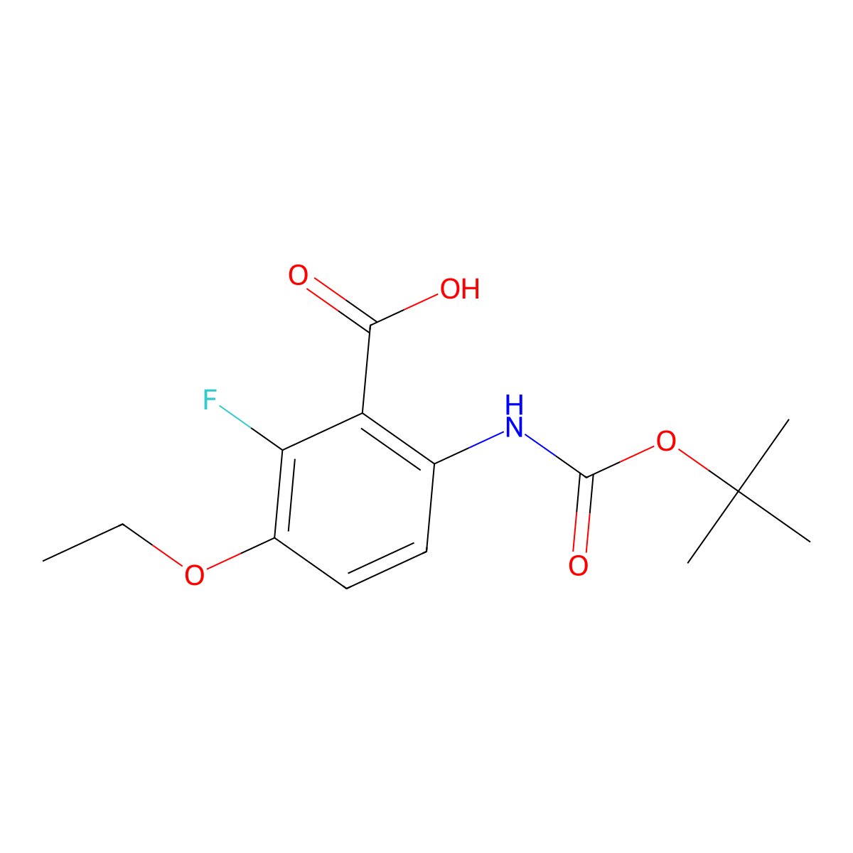 6-{[(Tert-butoxy)carbonyl]amino}-3-ethoxy-2-fluorobenzoic acid molecular structure, CAS 2580202-11-3