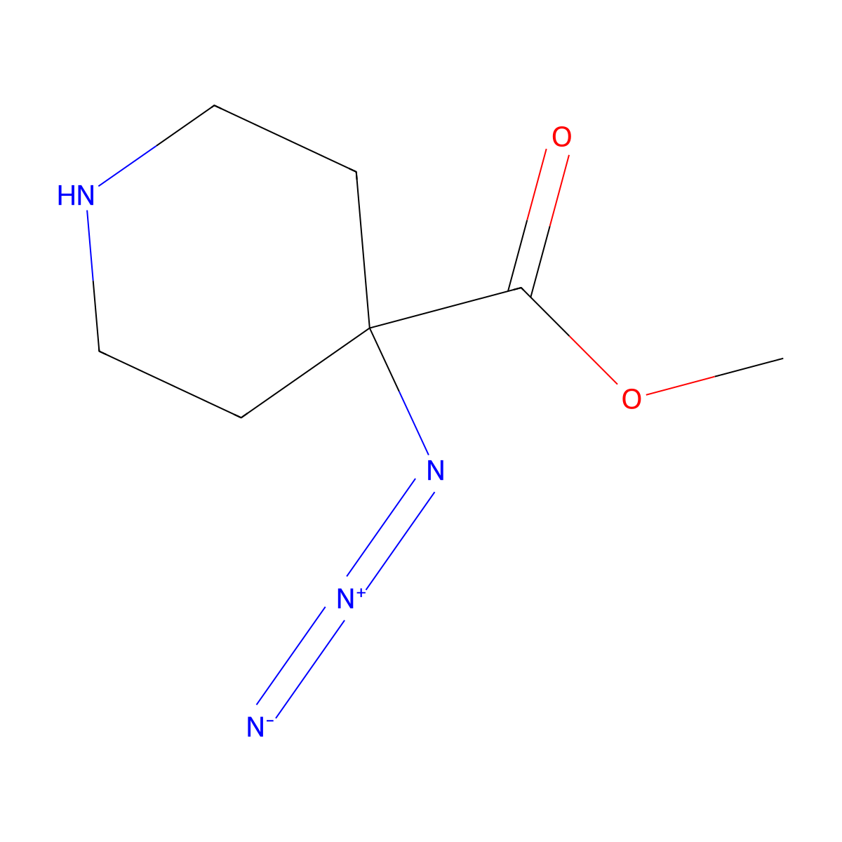 Methyl 4-azidopiperidine-4-carboxylate molecular structure, CAS 2580202-20-4