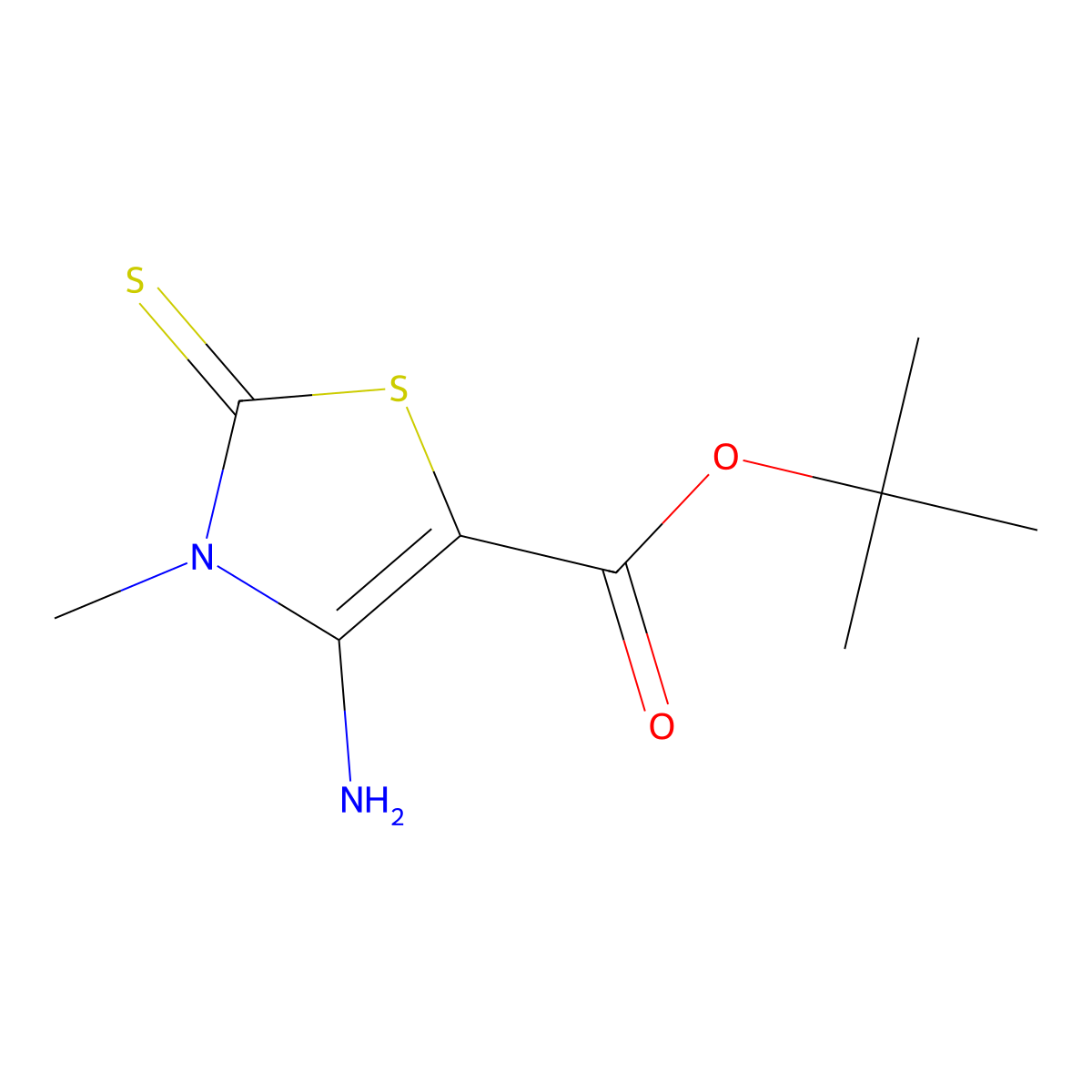 Tert-butyl 4-amino-3-methyl-2-sulfanylidene-2,3-dihydro-1,3-thiazole-5-carboxylate molecular structure, CAS 2580202-22-6