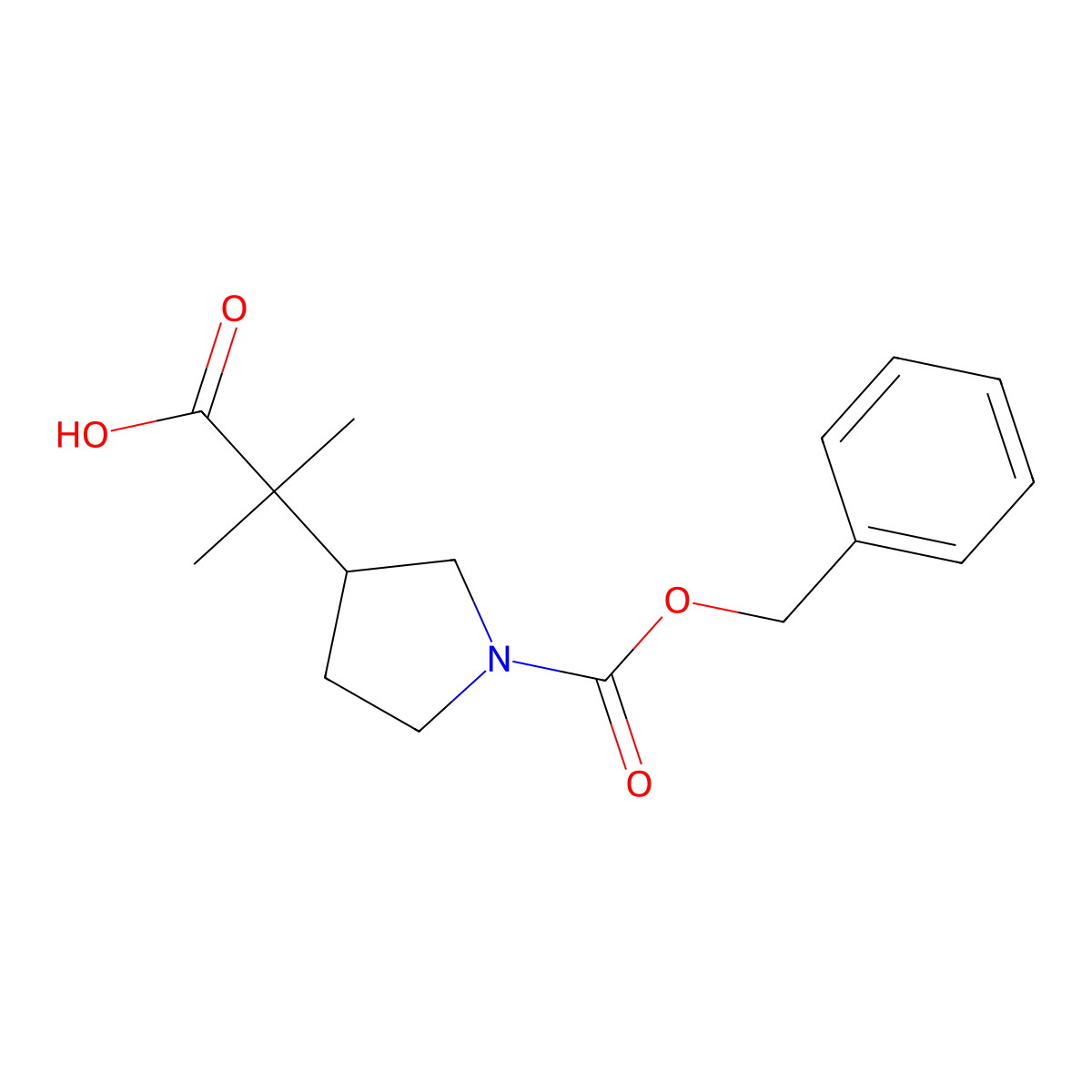 2-{1-[(Benzyloxy)carbonyl]pyrrolidin-3-yl}-2-methylpropanoic acid molecular structure, CAS 2580202-24-8