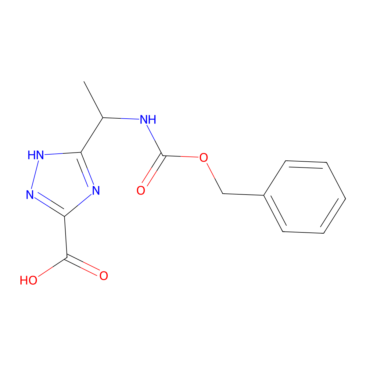 3-(1-{[(benzyloxy)carbonyl]amino}ethyl)-1H-1,2,4-triazole-5-carboxylic acid molecular structure, CAS 2580202-26-0