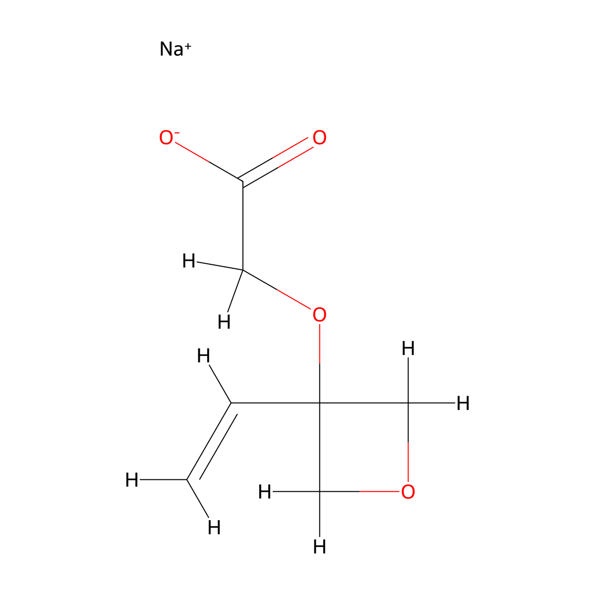 Sodium 2-[(3-ethenyloxetan-3-yl)oxy]acetate molecular structure, CAS 2580202-36-2