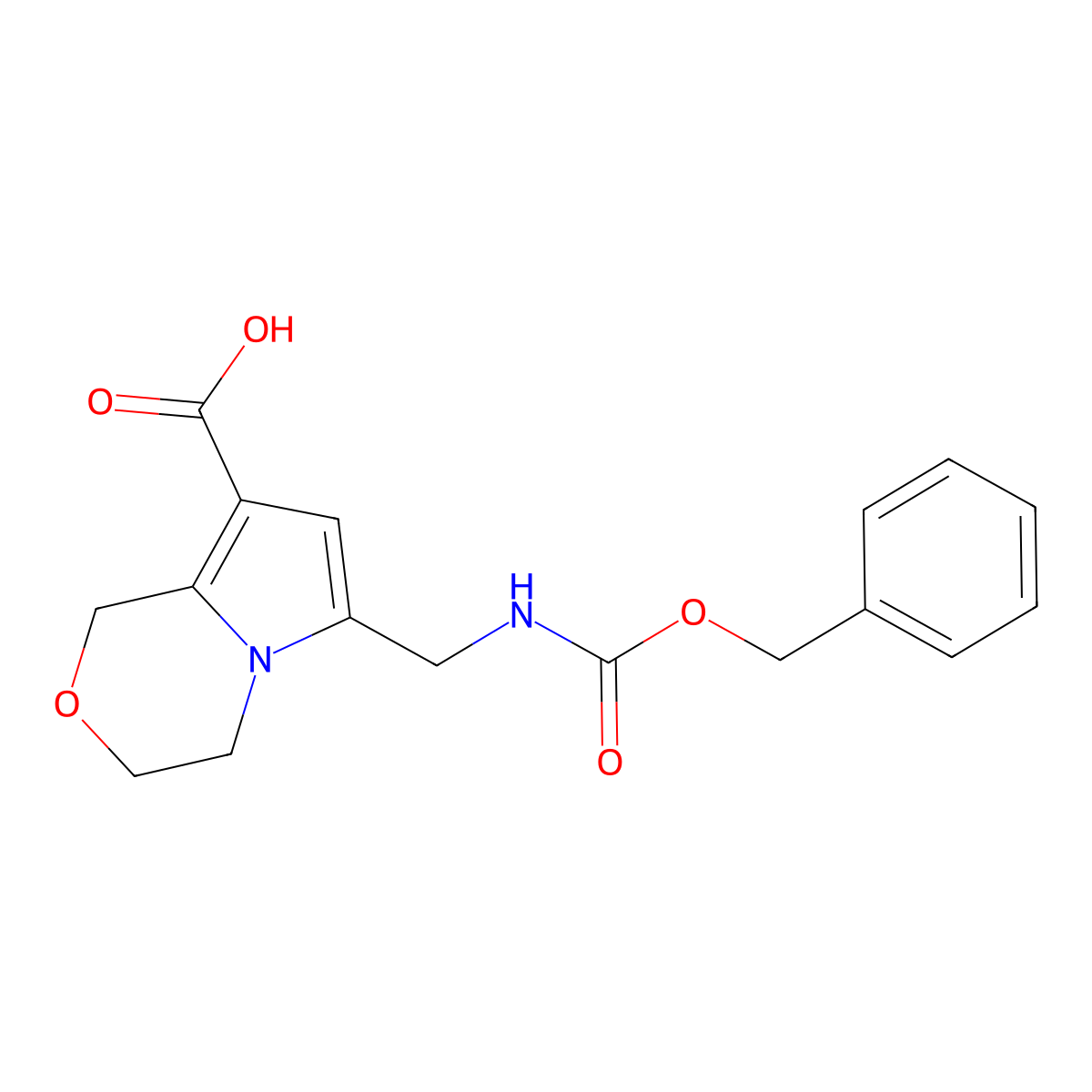 6-({[(benzyloxy)carbonyl]amino}methyl)-1H,3H,4H-pyrrolo[2,1-c][1,4]oxazine-8-carboxylic acid molecular structure, CAS 2580202-38-4