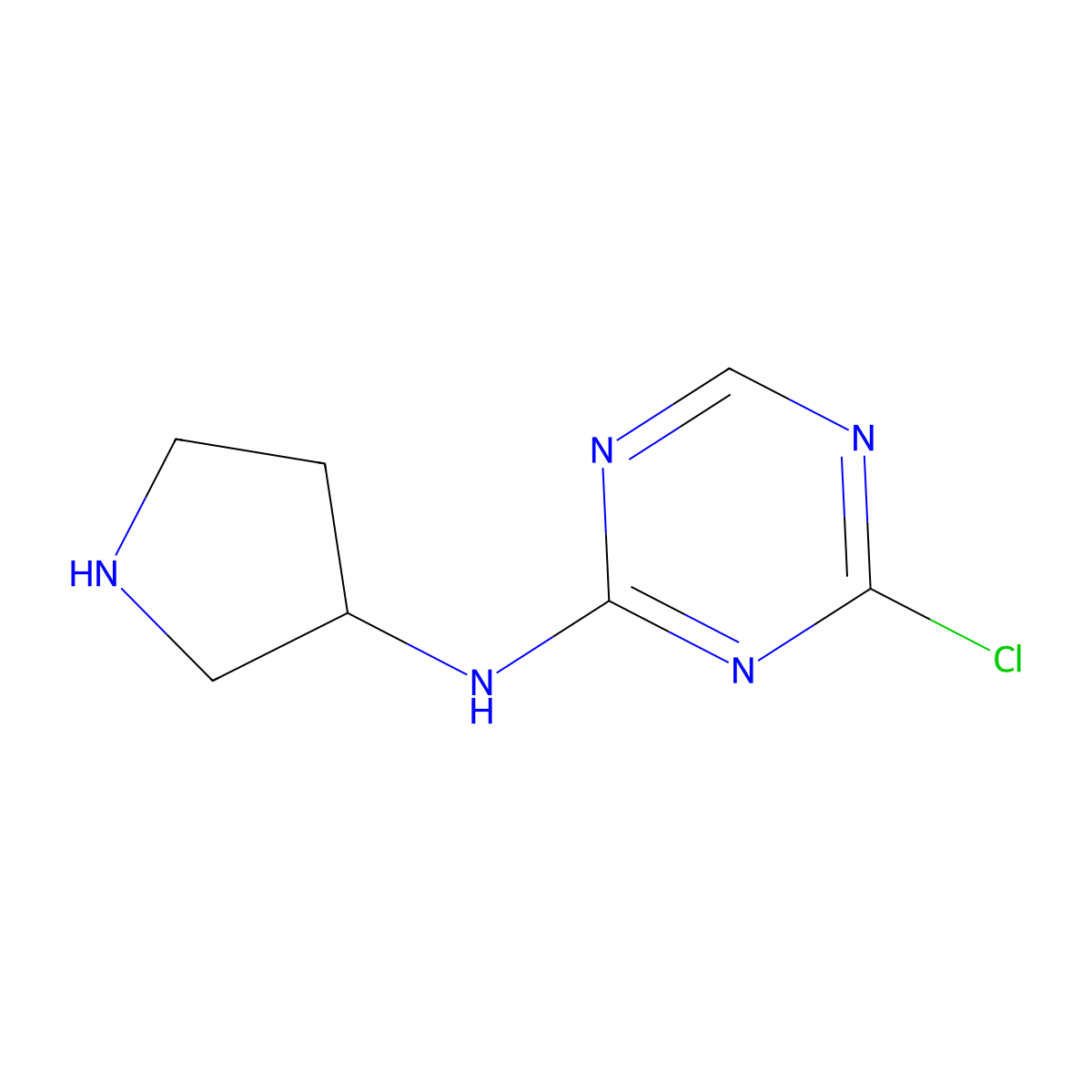4-chloro-N-(pyrrolidin-3-yl)-1,3,5-triazin-2-amine molecular structure, CAS 2580202-56-6