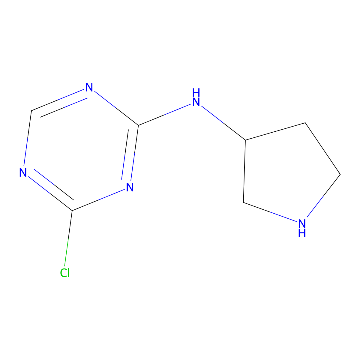 4-chloro-N-(pyrrolidin-3-yl)-1,3,5-triazin-2-amine molecular structure, CAS 2580202-56-6