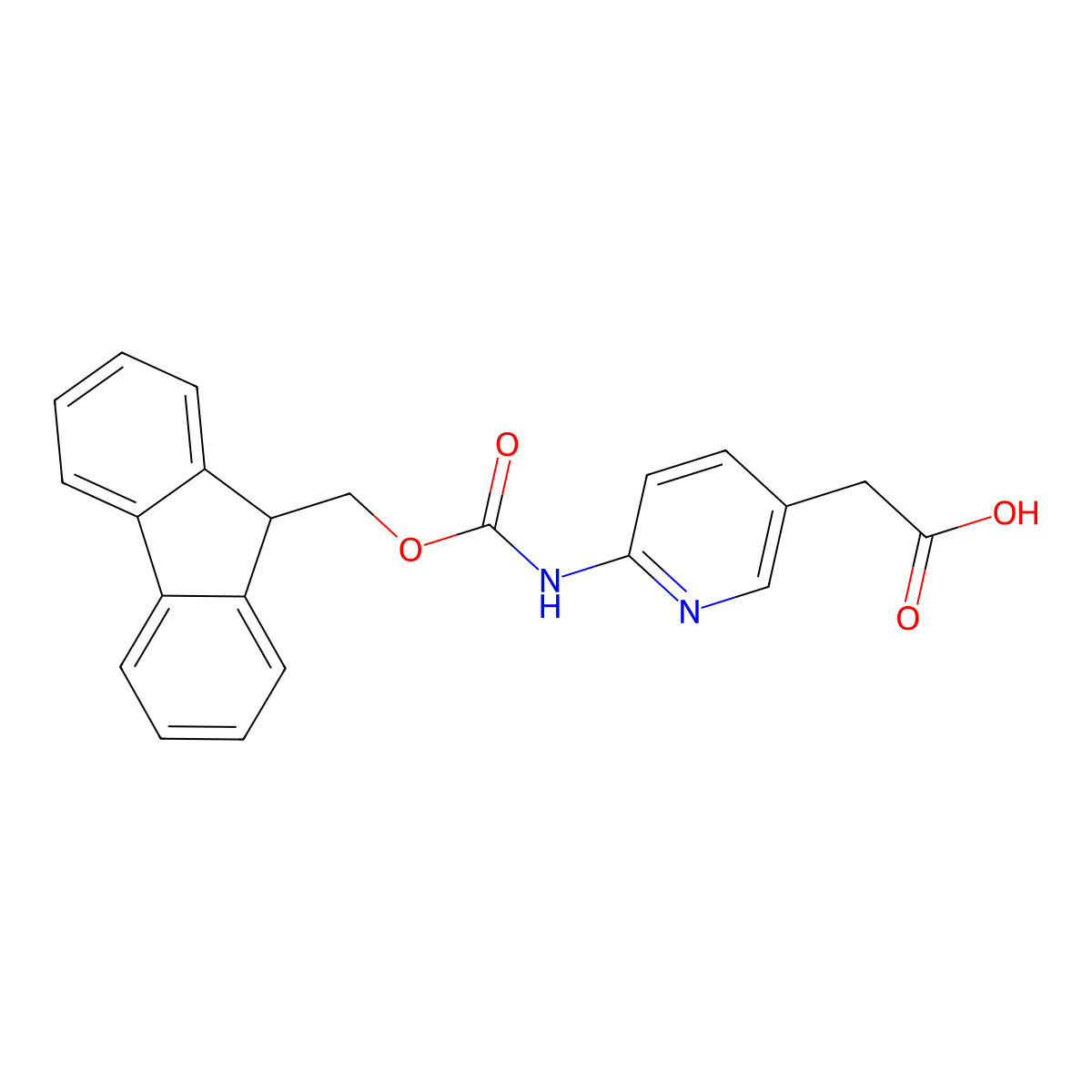 2-[6-({[(9H-fluoren-9-yl)methoxy]carbonyl}amino)pyridin-3-yl]acetic acid molecular structure, CAS 2580202-60-2