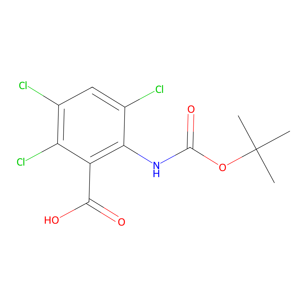 2-{[(Tert-butoxy)carbonyl]amino}-3,5,6-trichlorobenzoic acid molecular structure, CAS 2580202-61-3