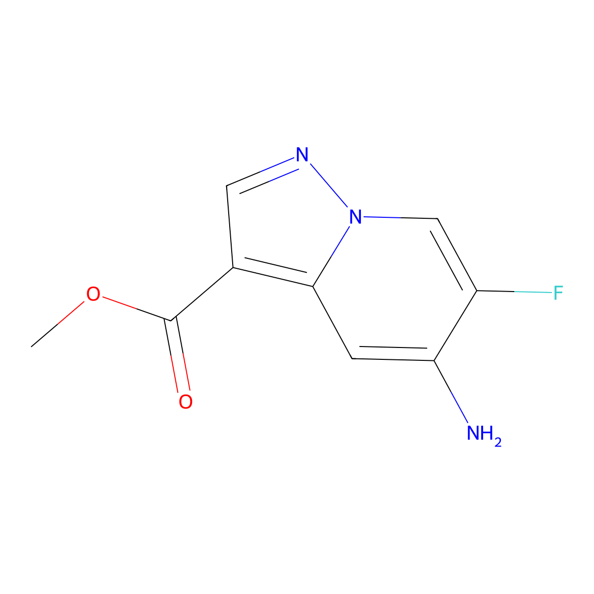 Methyl 5-amino-6-fluoropyrazolo[1,5-a]pyridine-3-carboxylate molecular structure, CAS 2580202-65-7