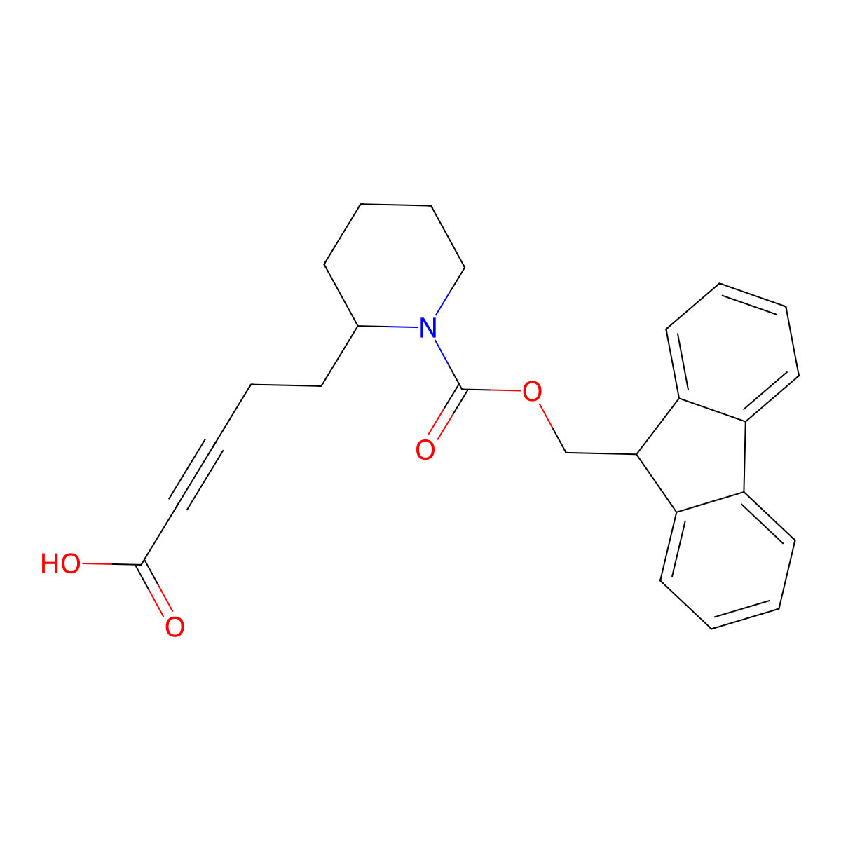 5-(1-{[(9H-fluoren-9-yl)methoxy]carbonyl}piperidin-2-yl)pent-2-ynoic acid molecular structure, CAS 2580202-67-9