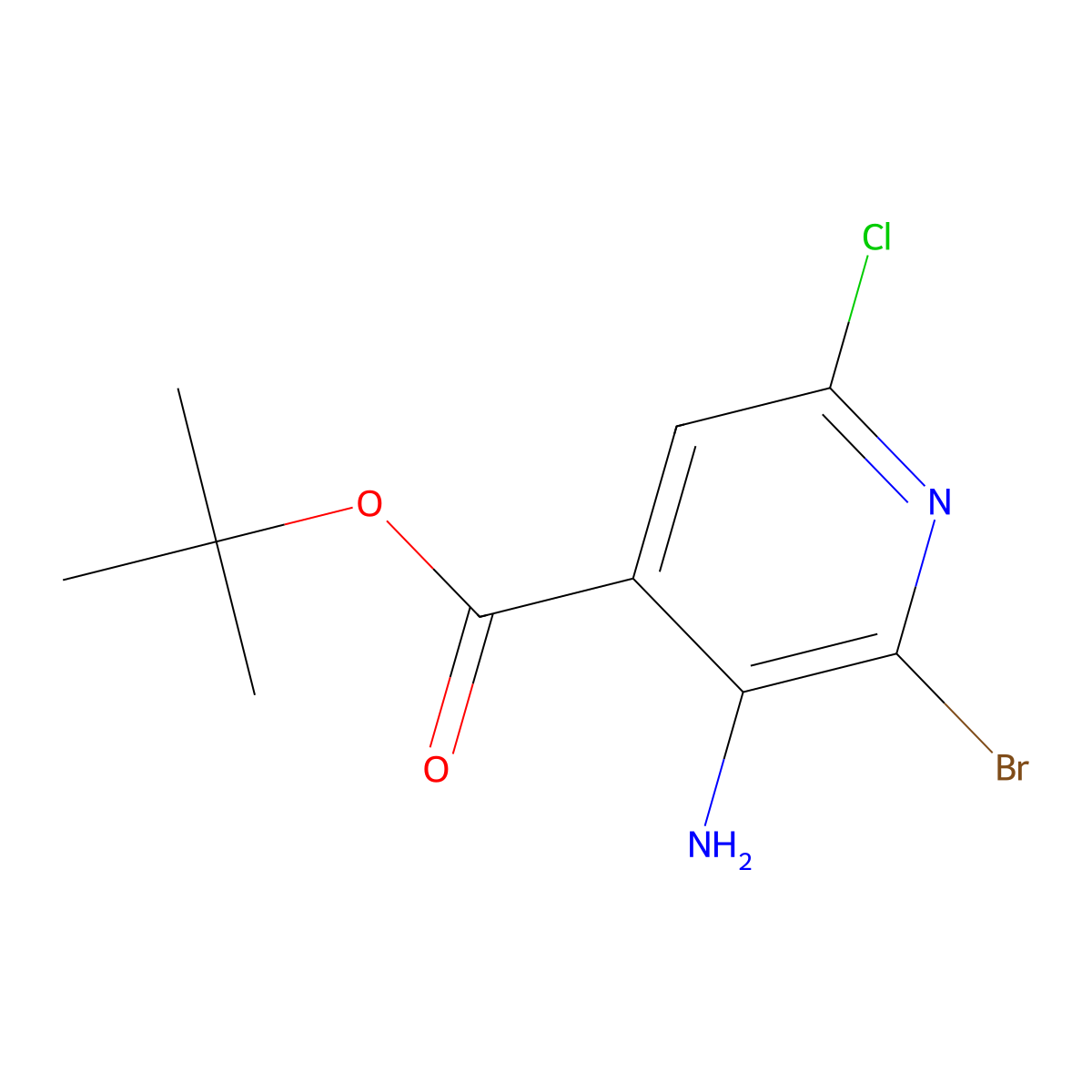 Tert-butyl 3-amino-2-bromo-6-chloropyridine-4-carboxylate molecular structure, CAS 2580202-74-8