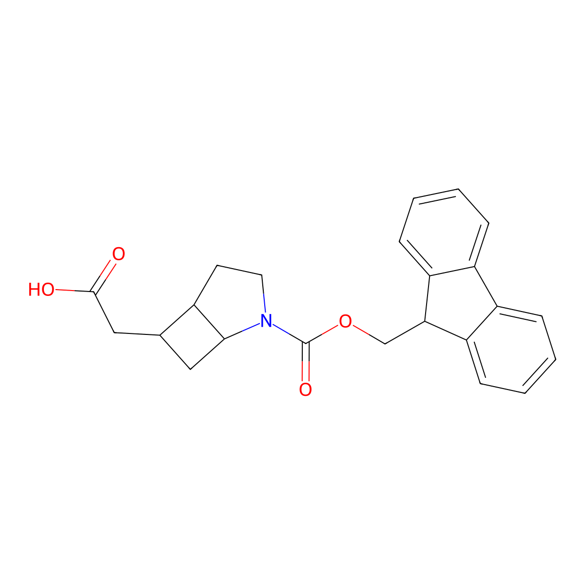 2-(2-{[(9H-fluoren-9-yl)methoxy]carbonyl}-2-azabicyclo[3.2.0]heptan-6-yl)acetic acid molecular structure, CAS 2580202-78-2