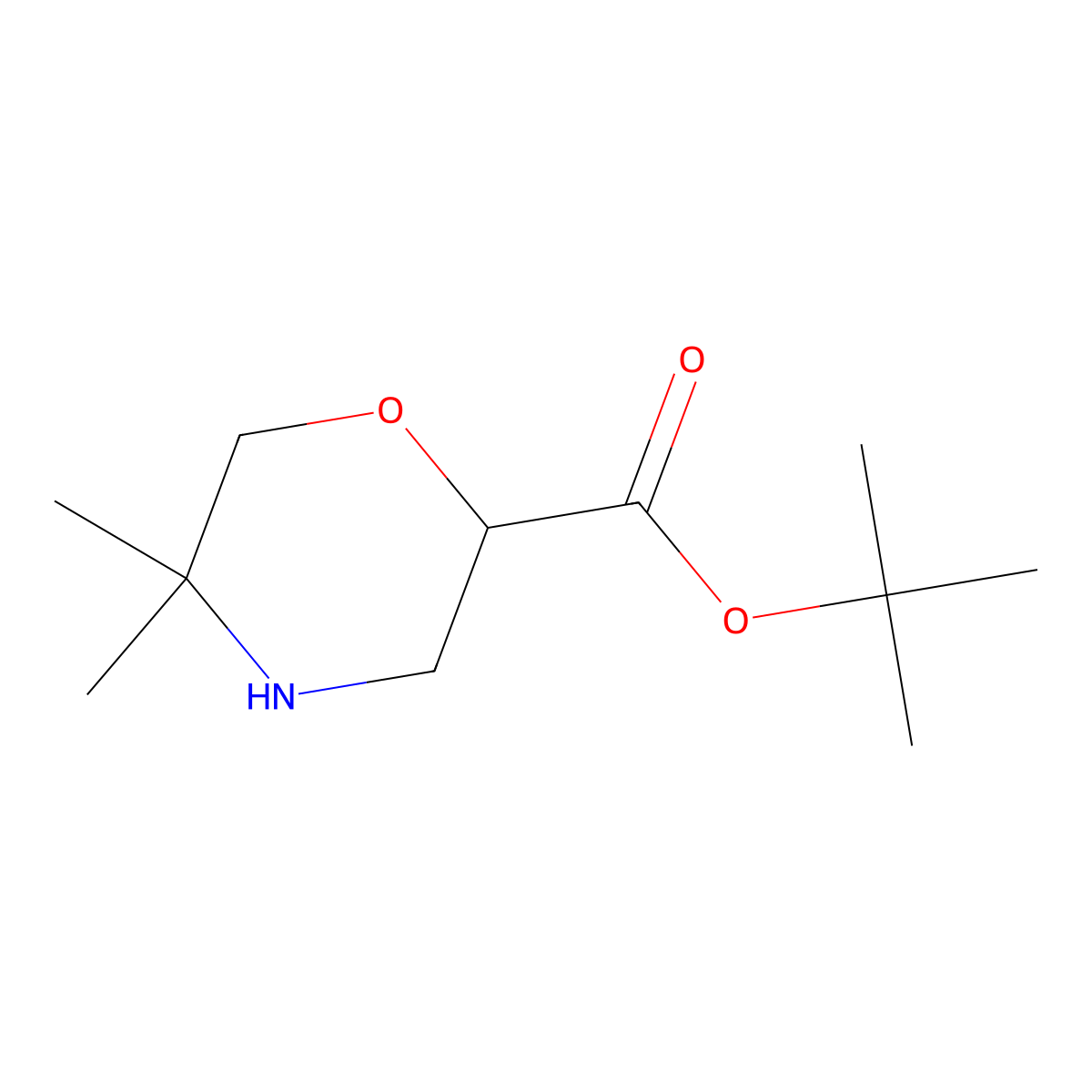 Tert-butyl 5,5-dimethylmorpholine-2-carboxylate molecular structure, CAS 2580202-88-4