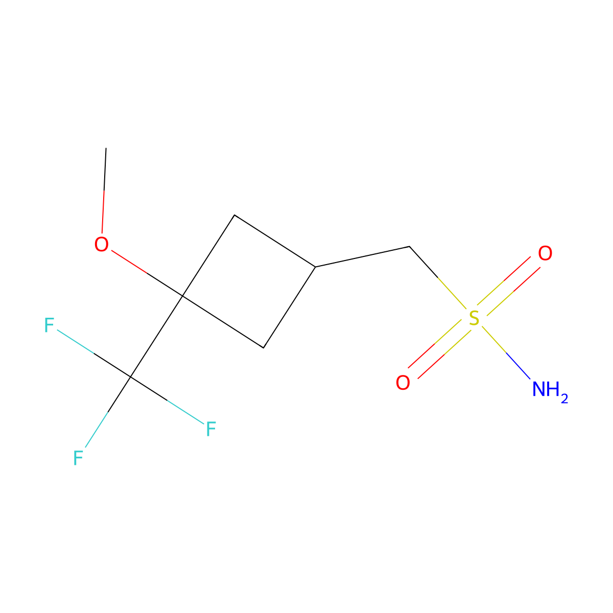 [3-Methoxy-3-(trifluoromethyl)cyclobutyl]methanesulfonamide molecular structure, CAS 2580202-91-9