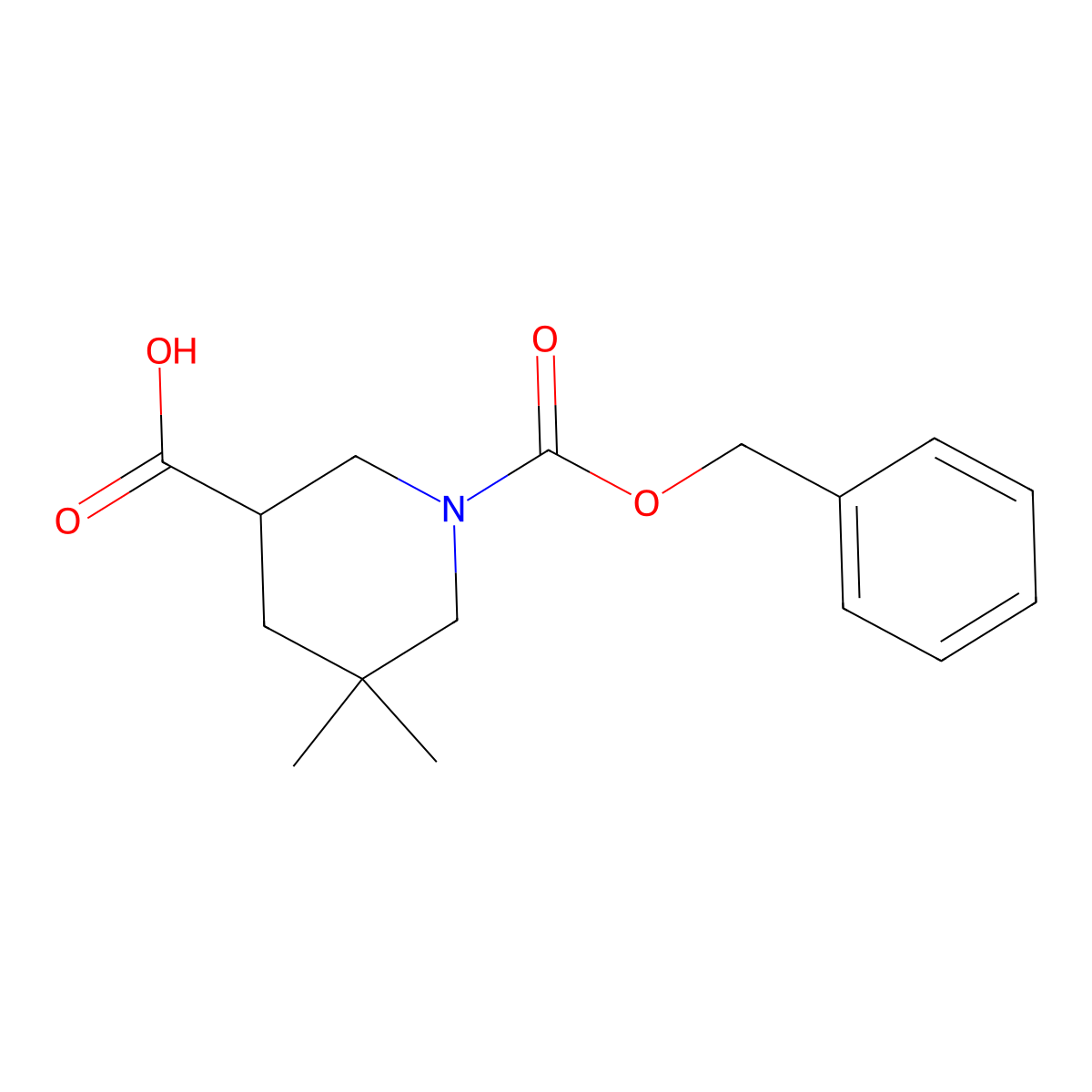1-[(Benzyloxy)carbonyl]-5,5-dimethylpiperidine-3-carboxylic acid molecular structure, CAS 2580202-96-4