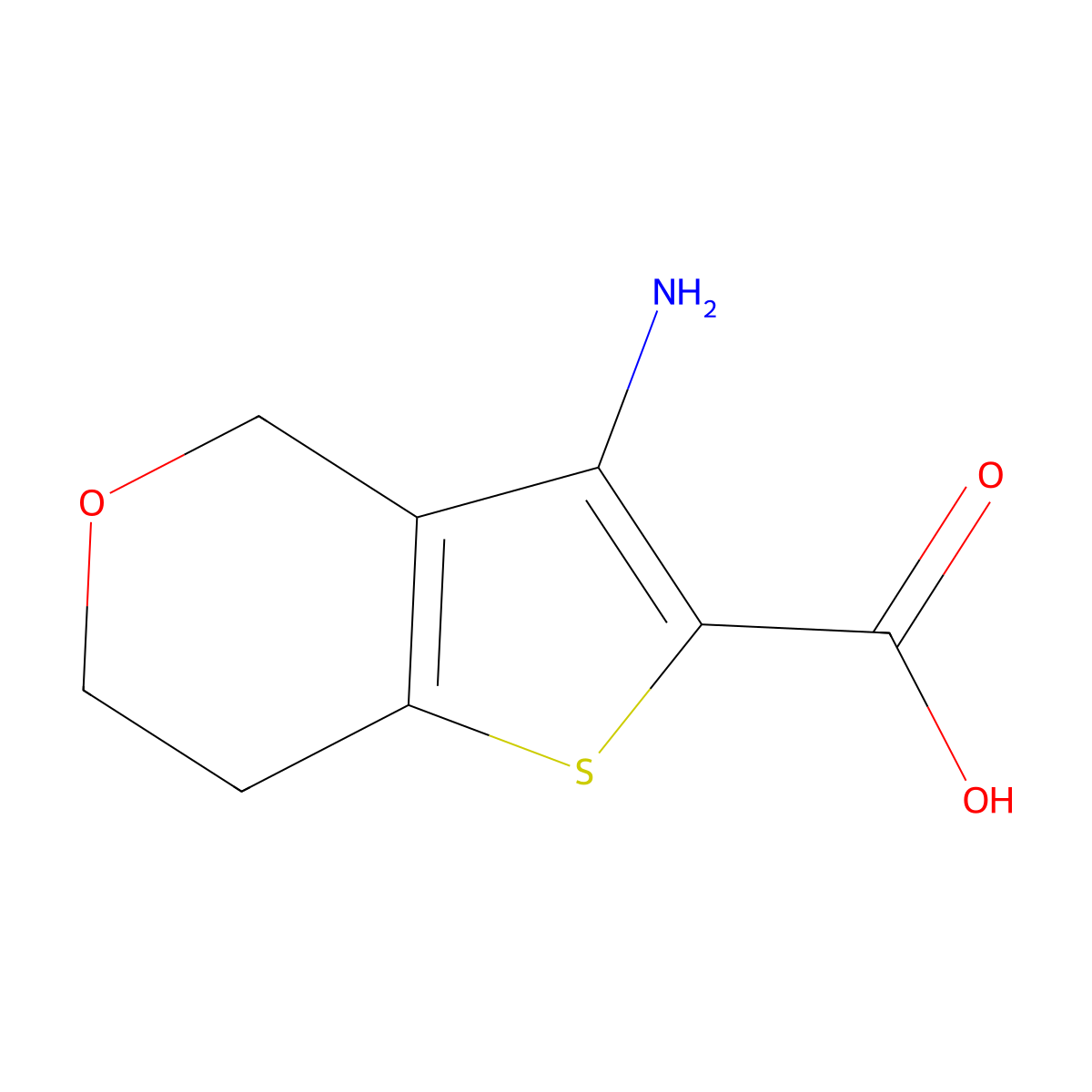 3-amino-4H,6H,7H-thieno[3,2-c]pyran-2-carboxylic acid molecular structure, CAS 2580203-08-1