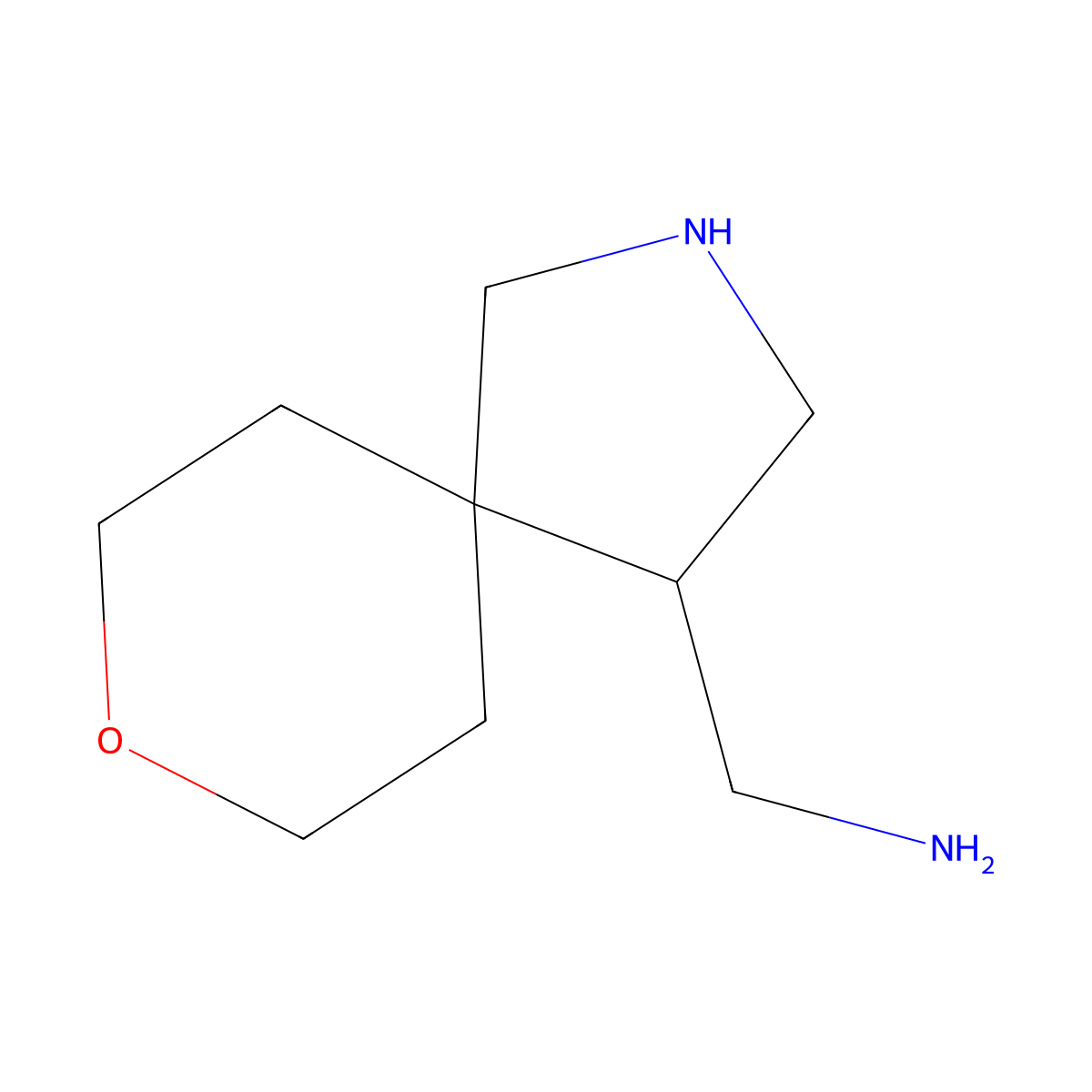 1-{8-Oxa-2-azaspiro[4.5]decan-4-yl}methanamine molecular structure, CAS 2580203-15-0