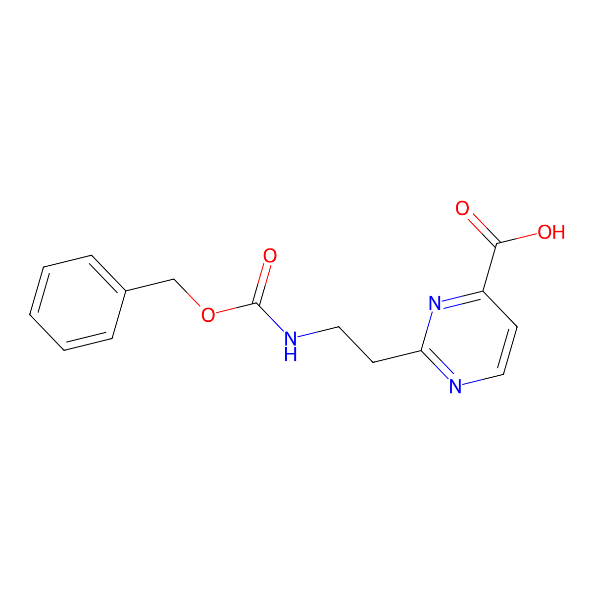2-(2-{[(Benzyloxy)carbonyl]amino}ethyl)pyrimidine-4-carboxylic acid molecular structure, CAS 2580203-23-0