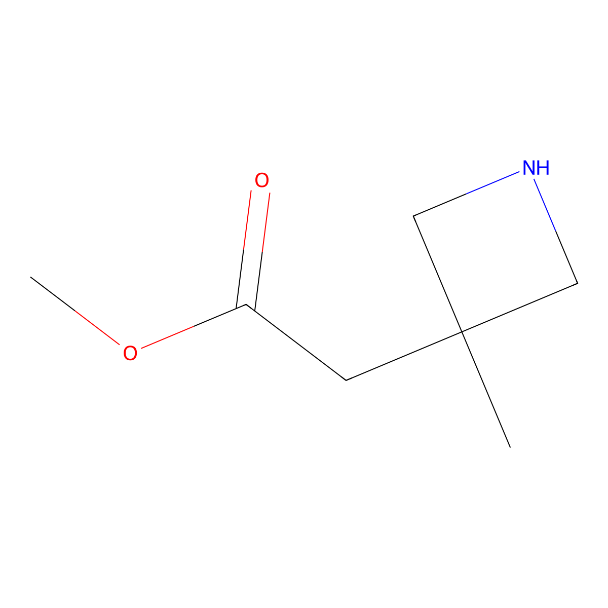 Methyl 2-(3-methylazetidin-3-yl)acetate molecular structure, CAS 2580203-27-4