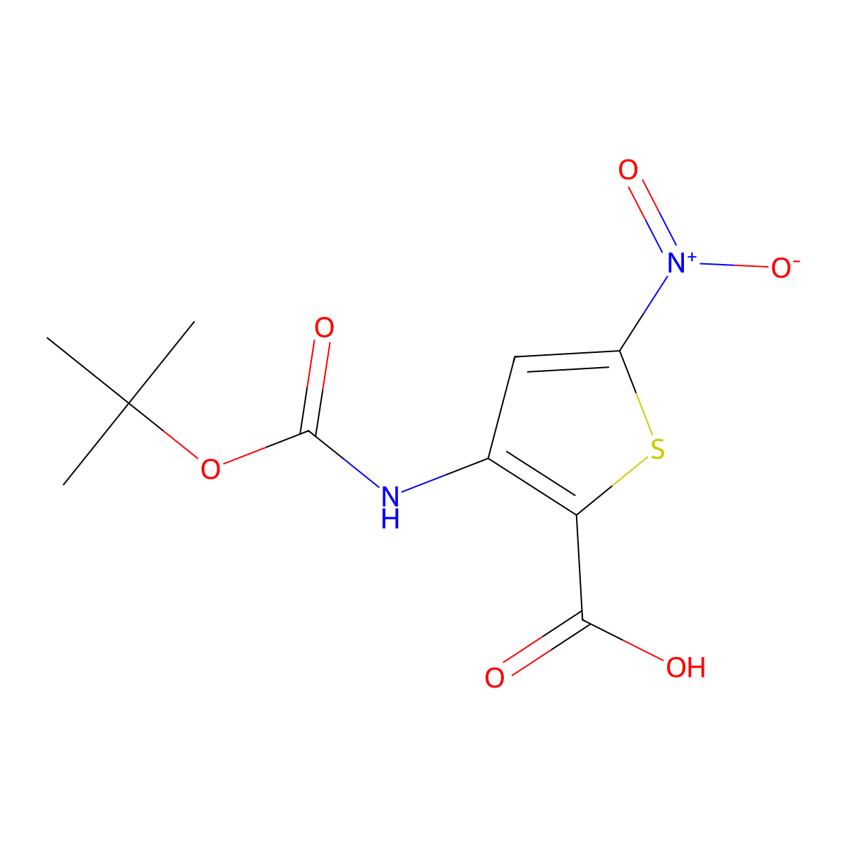 3-{[(Tert-butoxy)carbonyl]amino}-5-nitrothiophene-2-carboxylic acid molecular structure, CAS 2580203-29-6