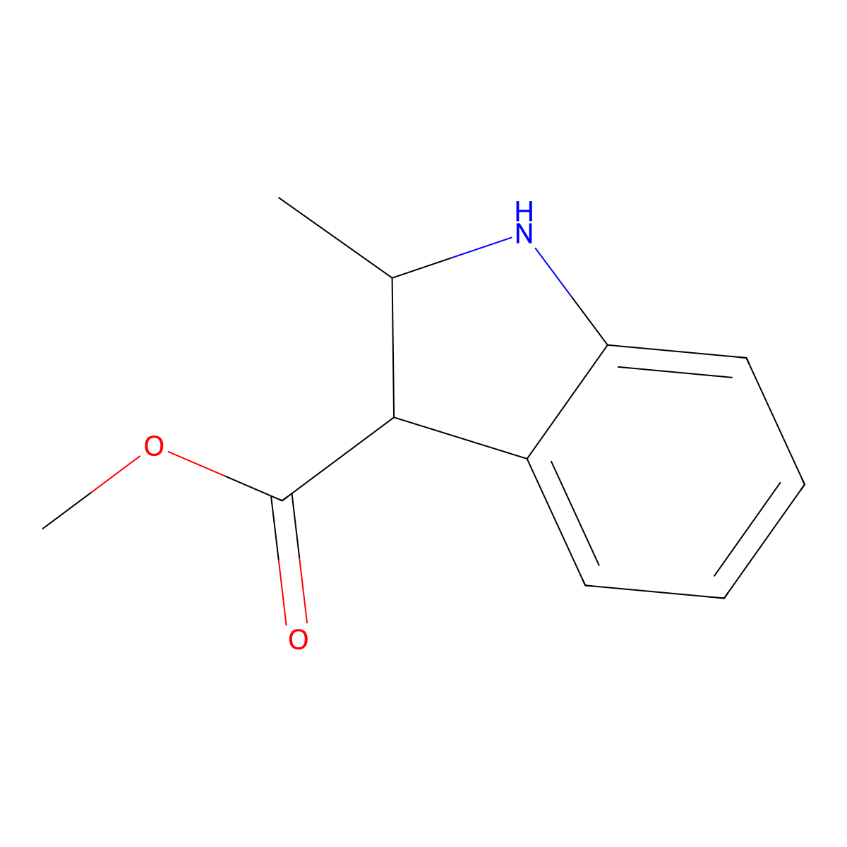 methyl 2-methyl-2,3-dihydro-1H-indole-3-carboxylate molecular structure, CAS 2580203-36-5