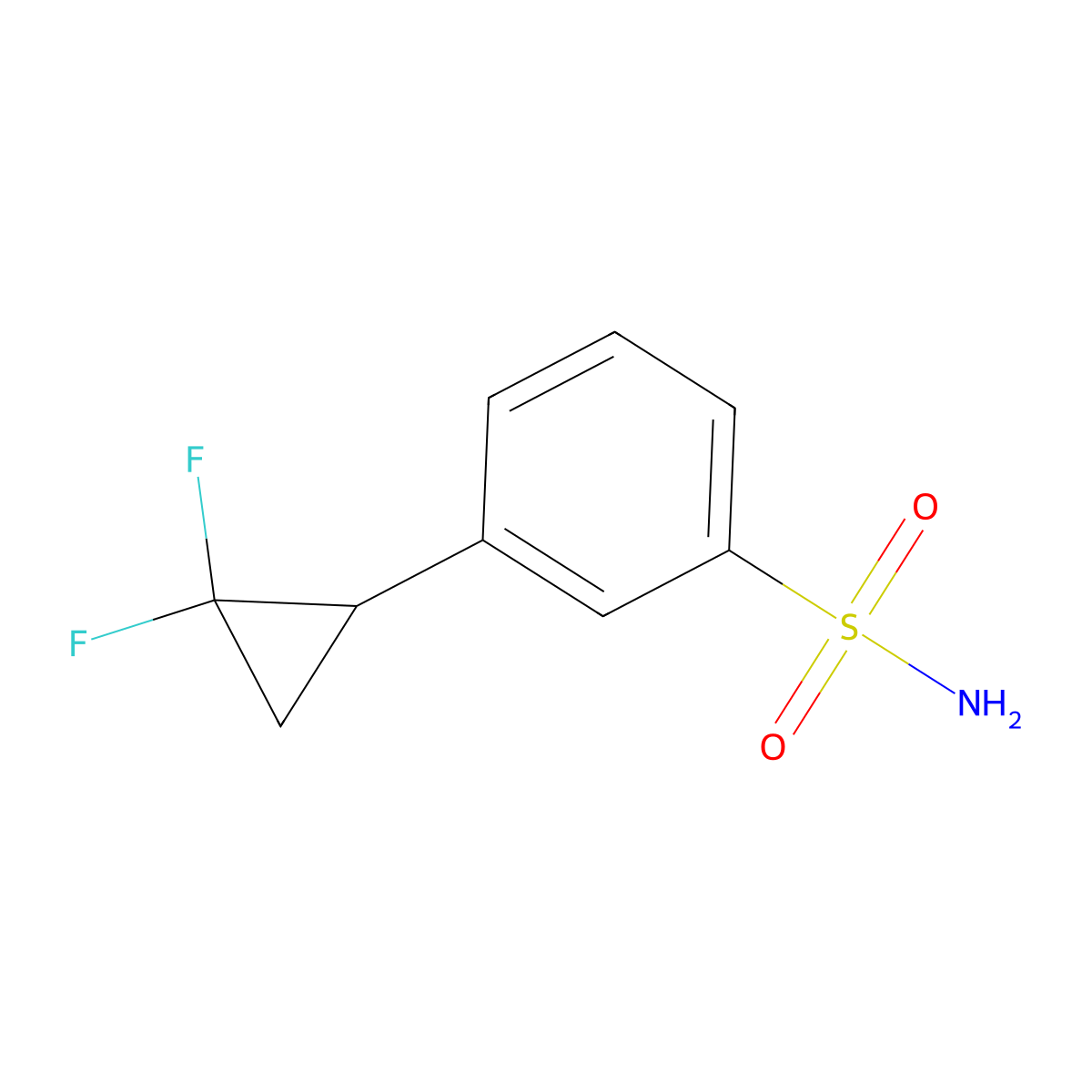 3-(2,2-Difluorocyclopropyl)benzene-1-sulfonamide molecular structure, CAS 2580203-39-8