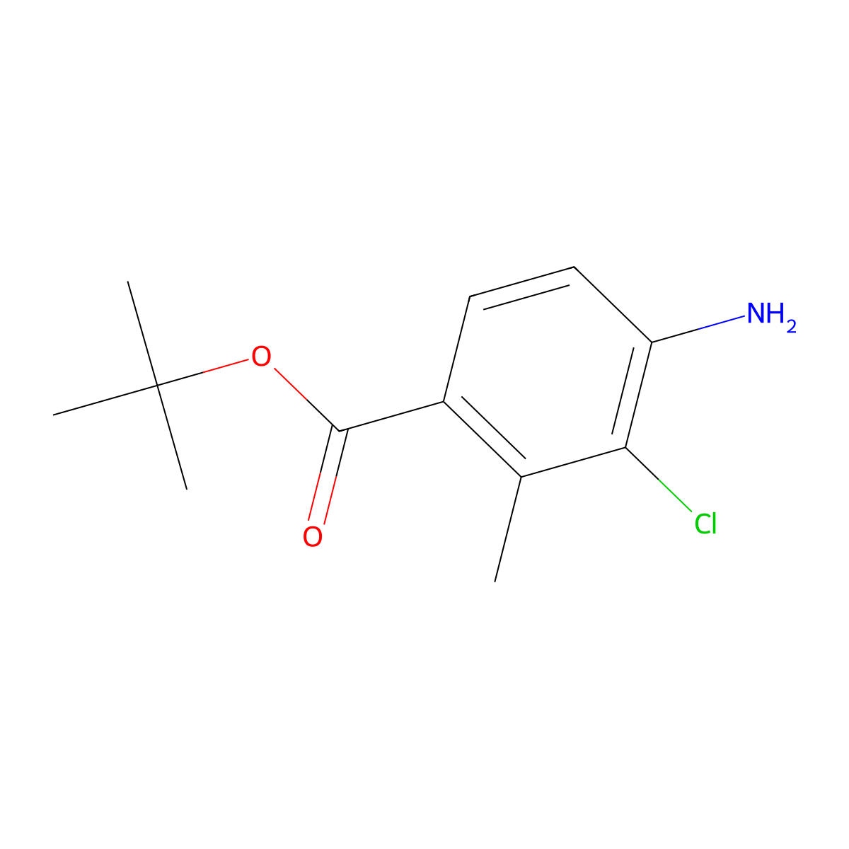Tert-butyl 4-amino-3-chloro-2-methylbenzoate molecular structure, CAS 2580203-42-3